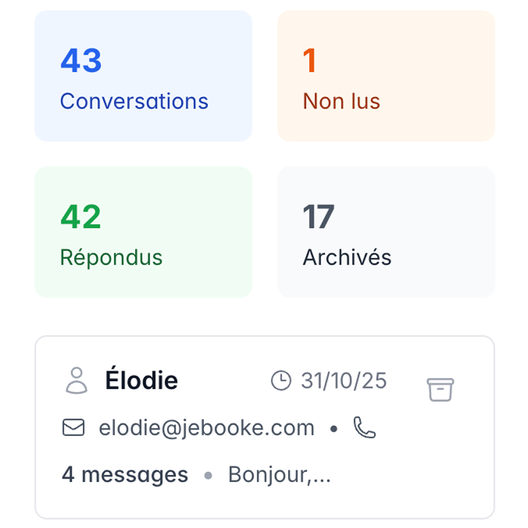 Messagerie client Jebooke